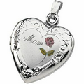 Sterling Silver Heart Shaped "Mom" Locket